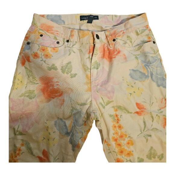 LAUREN RALPH LAUREN (LRL) Floral Modern Straight Ankle Denim Jeans - Size 10 - Picture 4 of 10
